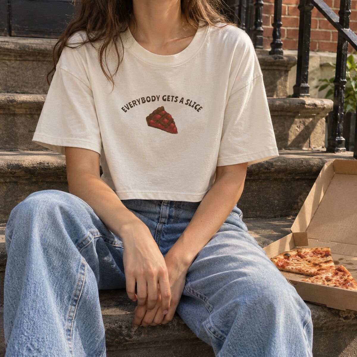 Everybody Gets a Slice Crop Tee